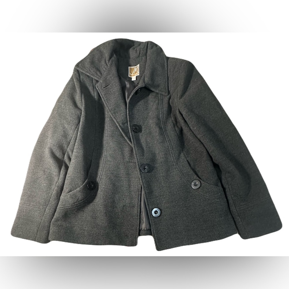JM Collection Dark Gray Pea Coat